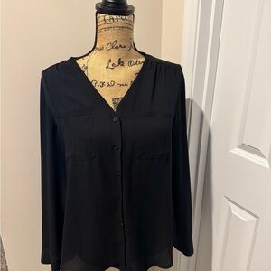 Express Elegant Black V-Neck Blouse